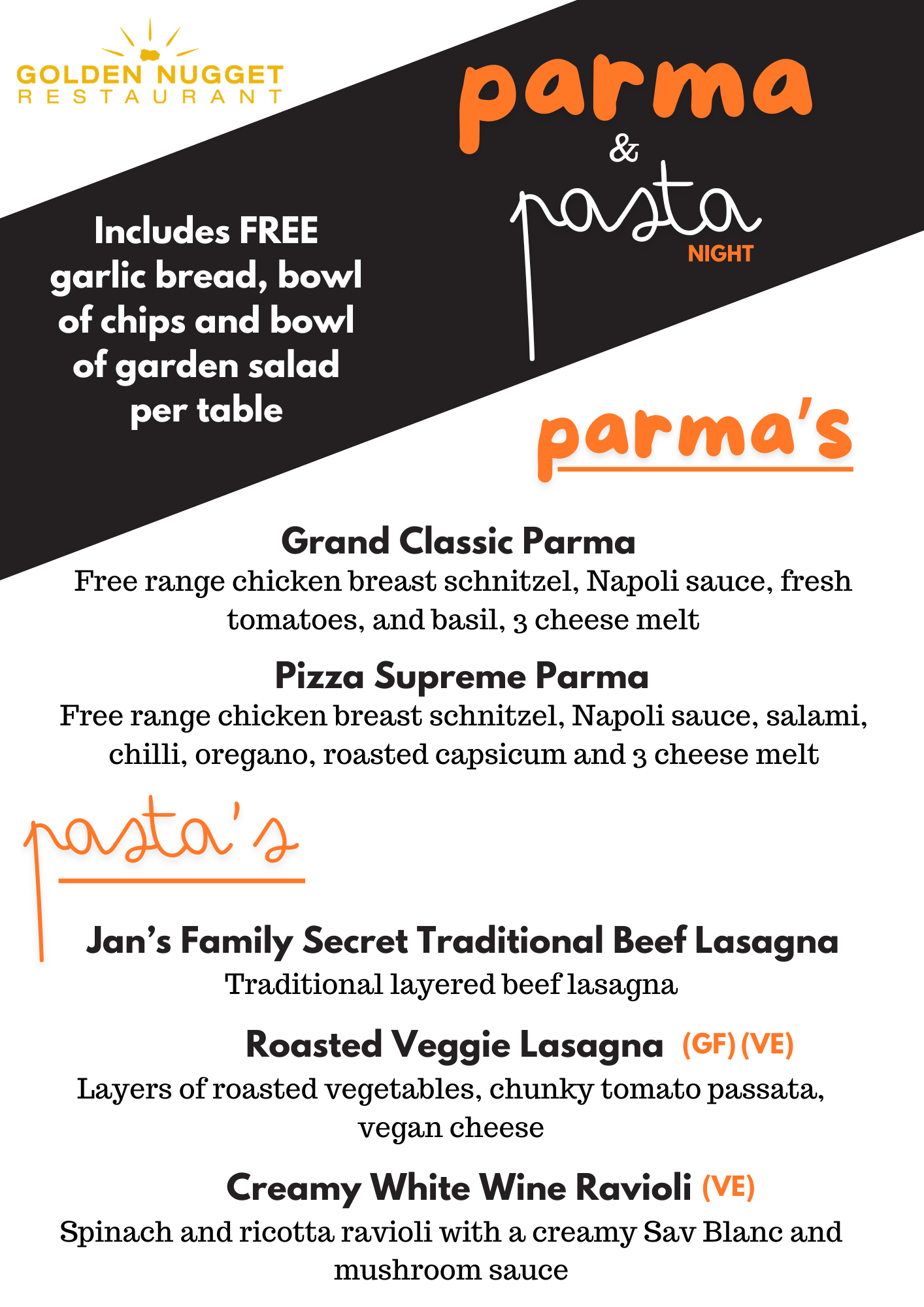 Parma & Pasta Night